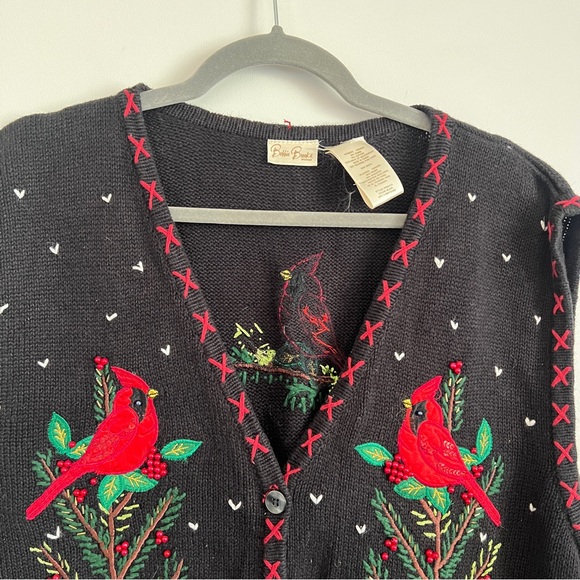 Vintage Bobbie Brooks Christmas Sweater Vest Embroidered Cardinals Holiday 2X - Picture 5 of 10